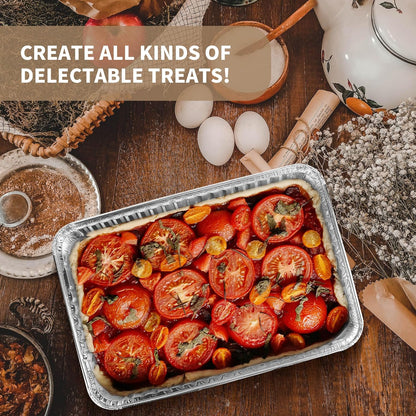 Skiennix Aluminum Disposable Cookie Sheets - 24 Pack | 16 x 11 Inch Baking & Roasting Pans