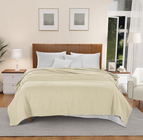 **LANE LINEN King Size Blanket - 100% Cotton, Soft & Cozy - Premium All-Season Luxury in Tan**