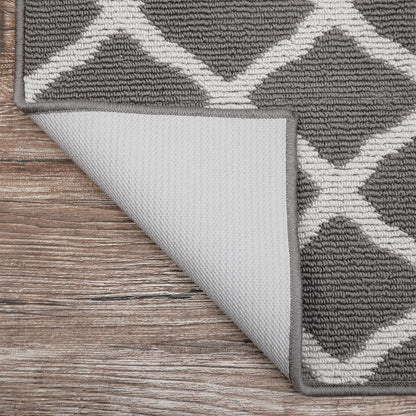 SHACOS Washable Runner Rug 20"x59" Dirt Trapping Non Slip Rubber Backing Rug Runner Floor Mats Carpet Runners for Entryway Hallway Kitchen Garage Laundry Room, Light Gray
