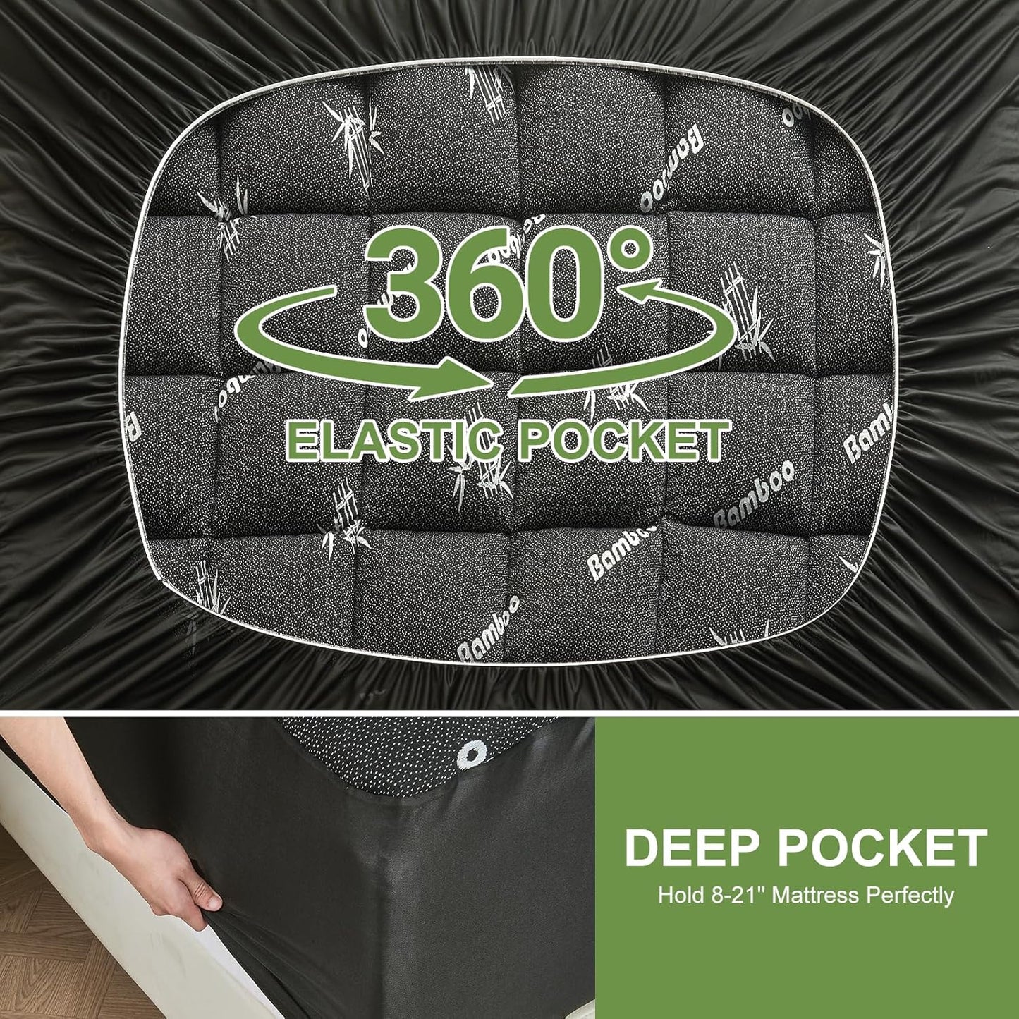 ViscoSoft Queen Size Mattress Topper - Soft Bamboo Pillow Top for Back Pain Relief | Cooling Dark Grey