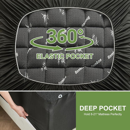 ViscoSoft Queen Size Mattress Topper - Soft Bamboo Pillow Top for Back Pain Relief | Cooling Dark Grey