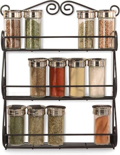 Spectrum Diversified 3-Tier Wall-Mounted Spice Rack Organizer - Stylish Storage for Kitchen & Beauty Products