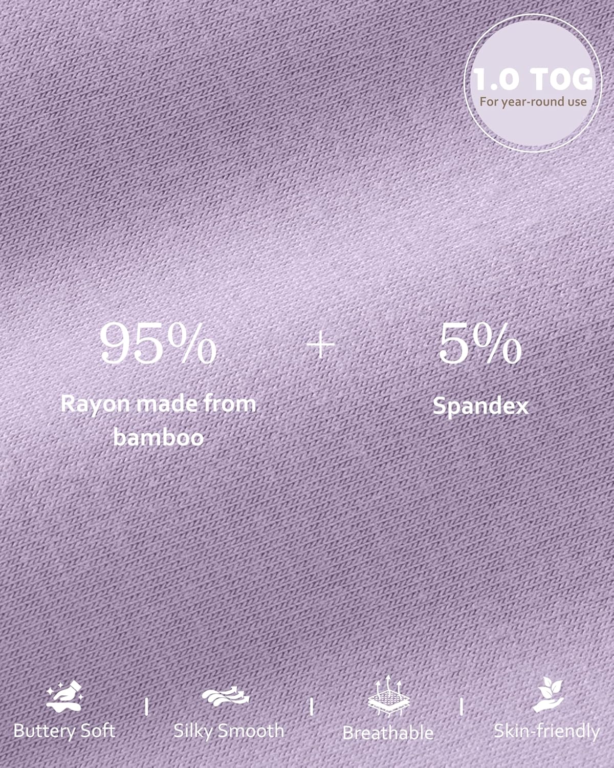 Rayon Made from Bamboo Baby Sleep Sack | Soft 1.0 Tog Wearable Blanket for Infants 6-12 Months - Purple Butterfly (2 Pack)