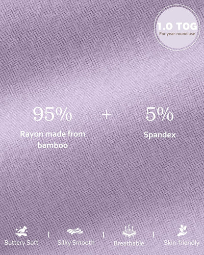 Rayon Made from Bamboo Baby Sleep Sack | Soft 1.0 Tog Wearable Blanket for Infants 6-12 Months - Purple Butterfly (2 Pack)