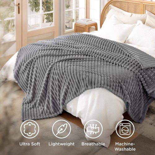 Bedsure GentleSoft Frost Gray Fleece Blanket for Couch - Cozy Soft Blankets for Women, Cute Small Throws for Girls, 108x90 Inches