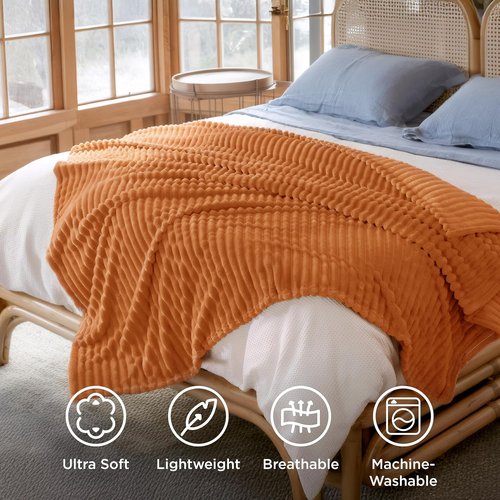 Bedsure GentleSoft King Blanket - Cozy Orange Fall Throw, Perfect for Couch & Bedroom, 108x90 Inches