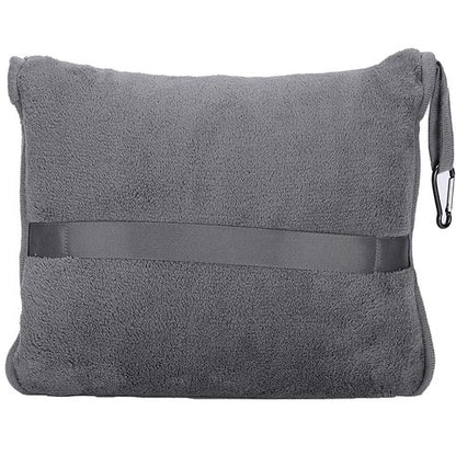 BlueHills 2-Pack Premium Soft Travel Blanket Pillow Airplane Blanket in Soft Bag Pillowcase with Hand Luggage Belt and Backpack Clip, Compact Pack Large Blankets for Any Travel (Grey Gray T013)