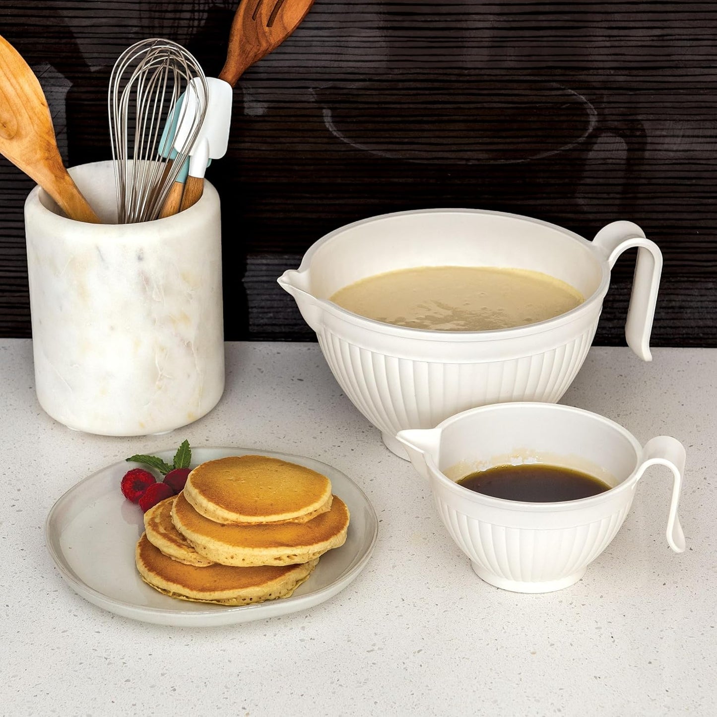 Nordic Ware Better Batter Bowl - 10 Cup Capacity | Durable White Mixing Bowl