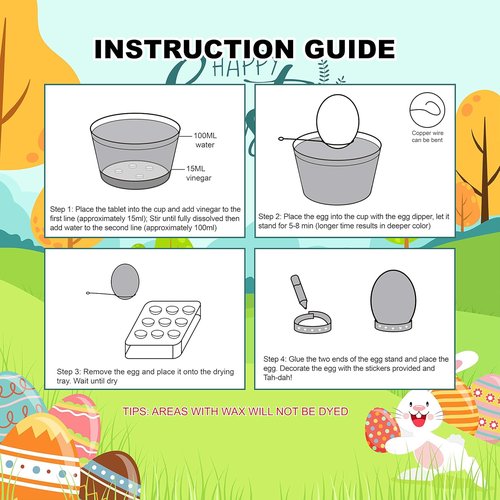 Klever 41 Pcs Easter Egg Decorating Kit - DIY Dye Tablets & Stickers for Kids' Party Fun
