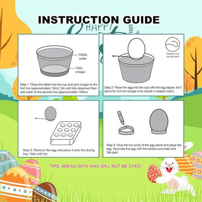 Klever 41 Pcs Easter Egg Decorating Kit - DIY Dye Tablets & Stickers for Kids' Party Fun