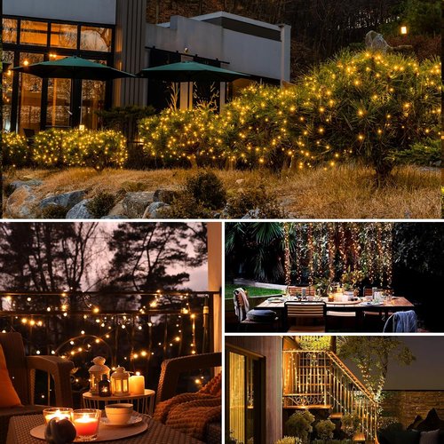 Btfarm Solar String Lights - 198FT 480LED Waterproof Fairy Lights | 8 Modes for Outdoor Decor, Warm White