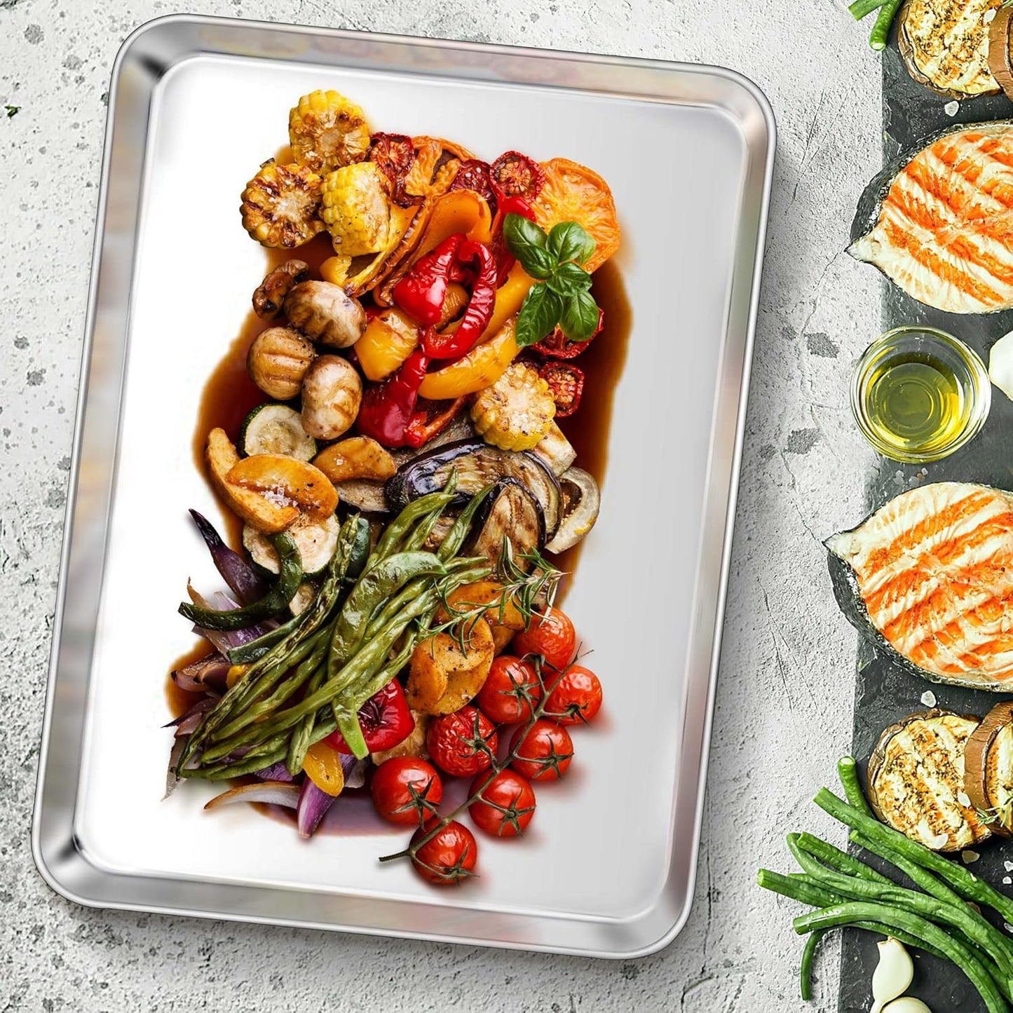 TeamFar Baking Sheet - Large Stainless Steel Cookie Tray Pan | 17.6’’ x 13’’ x 1’’, Non-Toxic & Dishwasher Safe