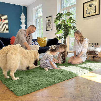OLANLY Machine Washable 2x6 Runner Rug - Soft Fluffy Shaggy Indoor Carpet for Bedroom & Hallway | Green