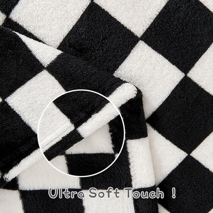 Yurhap Checkered Baby Blanket - Ultra Soft Fleece for Boys & Girls | Cozy 30''x40'' Crib & Stroller Blanket in Black