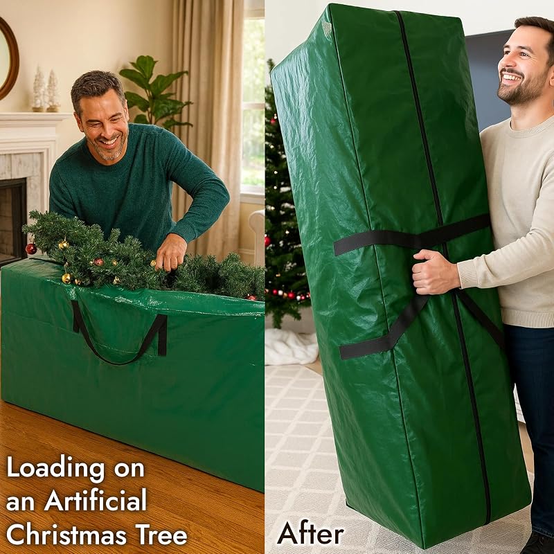 Green 7.5 ft Christmas Tree Storage Bag – Heavy Duty, Waterproof with Reinforced Handles & Zipper (Variation: Green)
