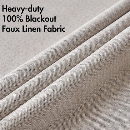 MIULEE Blackout Linen Textured Curtains - Thermal Insulated Room Darkening Drapes, Ivory, 42 x 90 Inch (2 Panels)