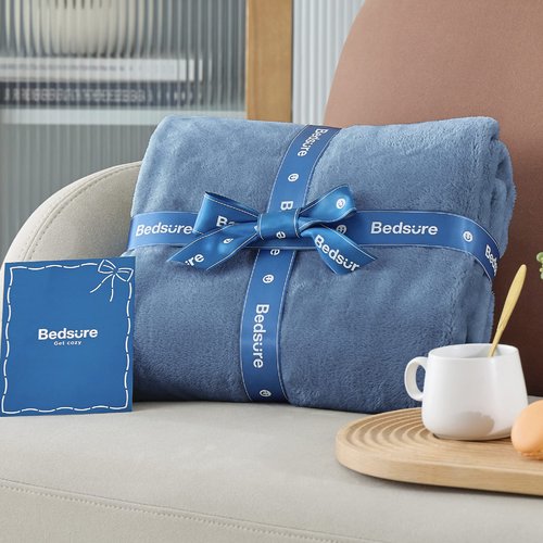 Bedsure GentleSoft Twin XL Fleece Blanket Dorm Bedding - Lightweight Soft Cozy Blankets for Bed, Sofa, Couch, Travel, Camping, Washed Blue, 66"x90"