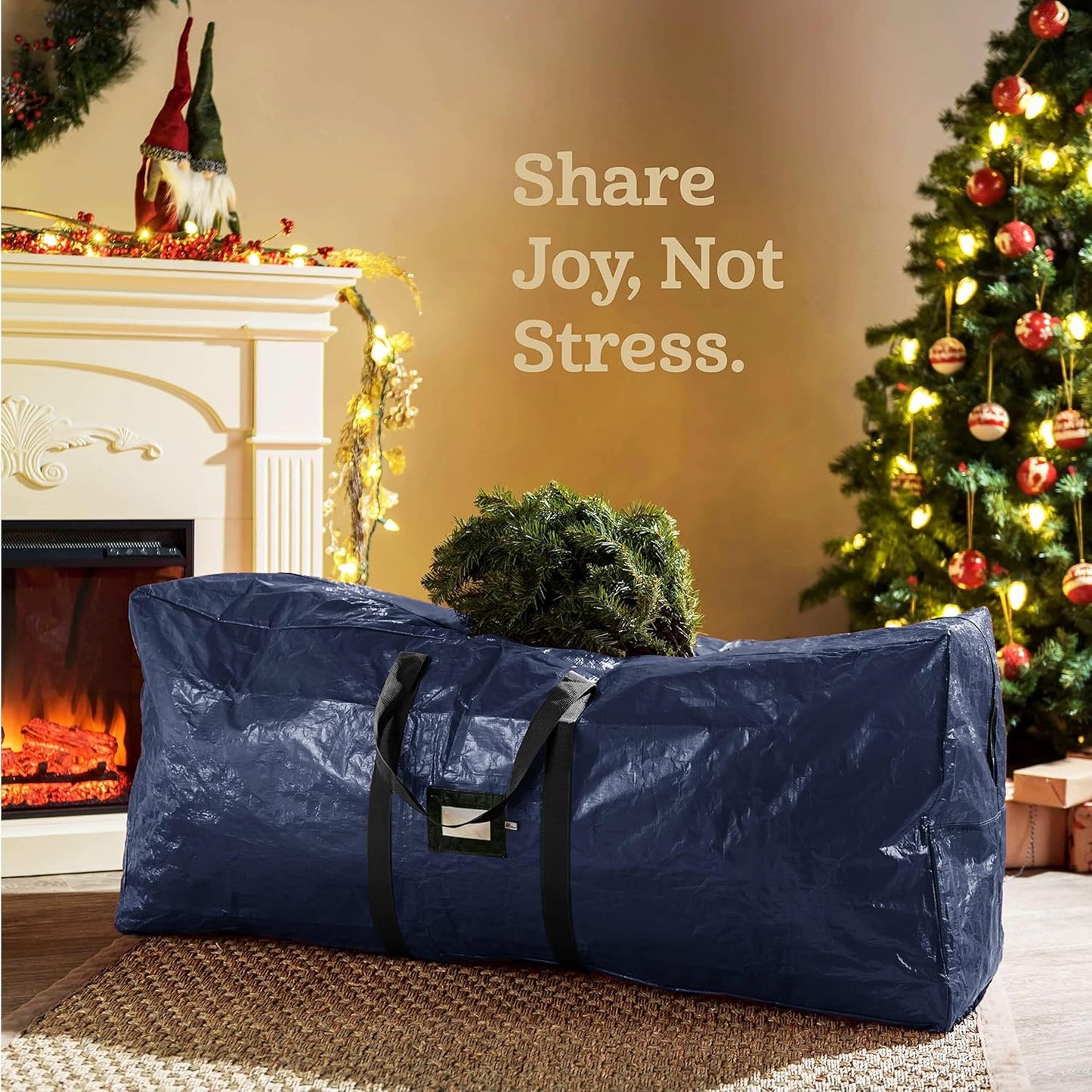 Zober Christmas Tree Storage Bag - Waterproof Protection for 7.5 Ft Trees - Durable Handles & Label Slot - Navy Blue