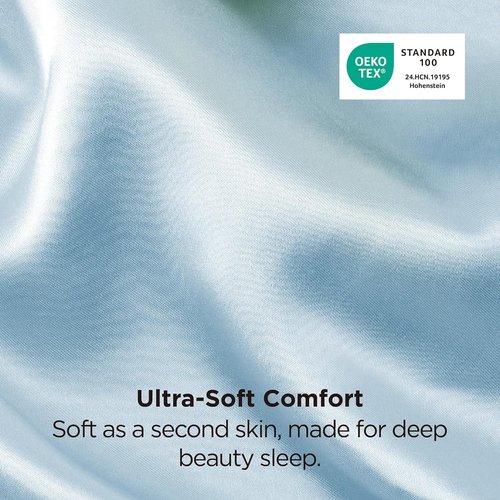Bedsure Satin Pillowcase - Luxurious Silk-Like Comfort | Standard Size Aqua, 20x26 Inches, 2-Pack