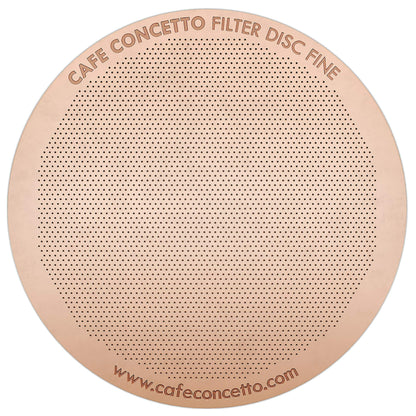 CAFE CONCETTO Filter for use in AeroPress Go/AeroPress Coffee Makers - Disc Fine - Reusable - Premium Coated Stainless Steel (Rose Gold, Metal) - Brew Tips Included