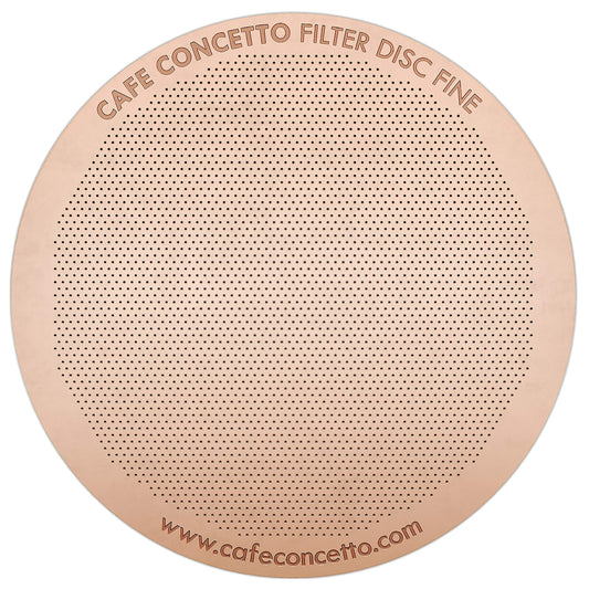 CAFE CONCETTO Filter for use in AeroPress Go/AeroPress Coffee Makers - Disc Fine - Reusable - Premium Coated Stainless Steel (Rose Gold, Metal) - Brew Tips Included