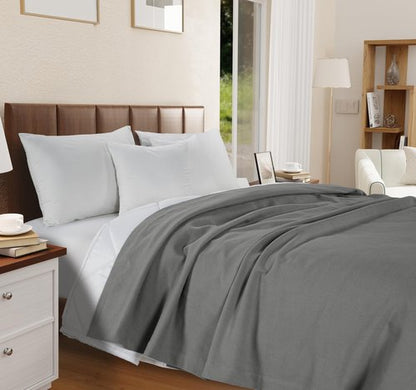 LANE LINEN Queen Size Blanket for Bed - 100% Cotton Bed Blanket for All Seasons - Herringbone Weave (90"x90") - Ideal for Relaxing At Home, Afternoon Naps & Quiet Evenings - Oeko-TEX Certified - Grey
