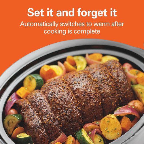 Hamilton Beach 7 Quart Programmable Slow Cooker - Flexible Programming & Dishwasher-Safe Design, Silver