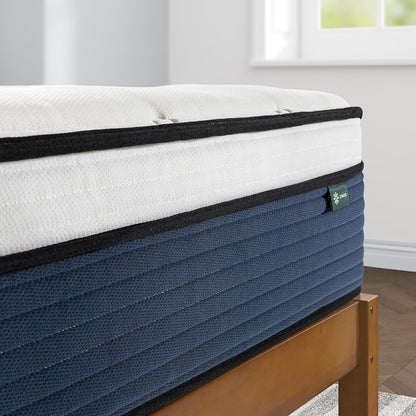 ZINUS 12 Inch Comfort Support Hybrid Mattress - Queen Size, Medium Plush, Fiberglass Free, Motion Isolation