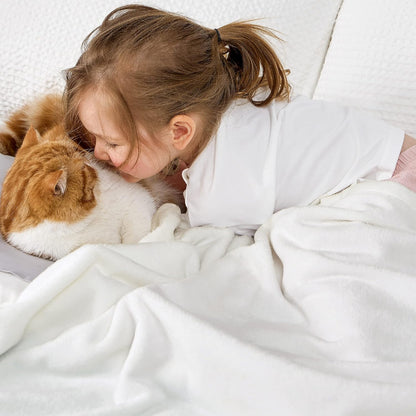 Bedsure GentleSoft Fleece Blanket - Cozy Small Throw for Kids | 43x55 Inches, White