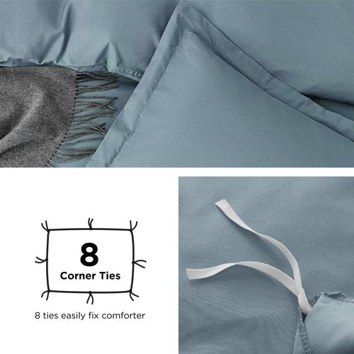Bedsure Duvet Cover Full Size - Soft Double Brushed Bedding Set for Kids & Adults, Zipper Closure, 3 Pieces, Includes 1 Duvet Cover (80"x90") & 2 Pillow Shams, NO Comforter, Mineral Blue