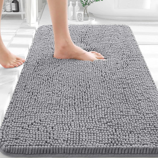 OLANLY Bathroom Rugs - Extra Soft Chenille Bath Mats | 30x20, Quick-Dry & Machine Washable, Grey