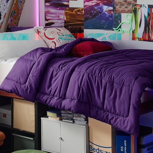 Bedsure Comforter Duvet Insert - Twin Size Quilted Down Alternative Bedding | All-Season GentleSoft Blanket, Purple 88 x 68 Inches