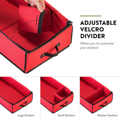 ZOBER Gift Wrapping Paper Organizer - 40" Storage for 24 Rolls with Pockets for Bows & Ribbons | Red/Black 600D Oxford