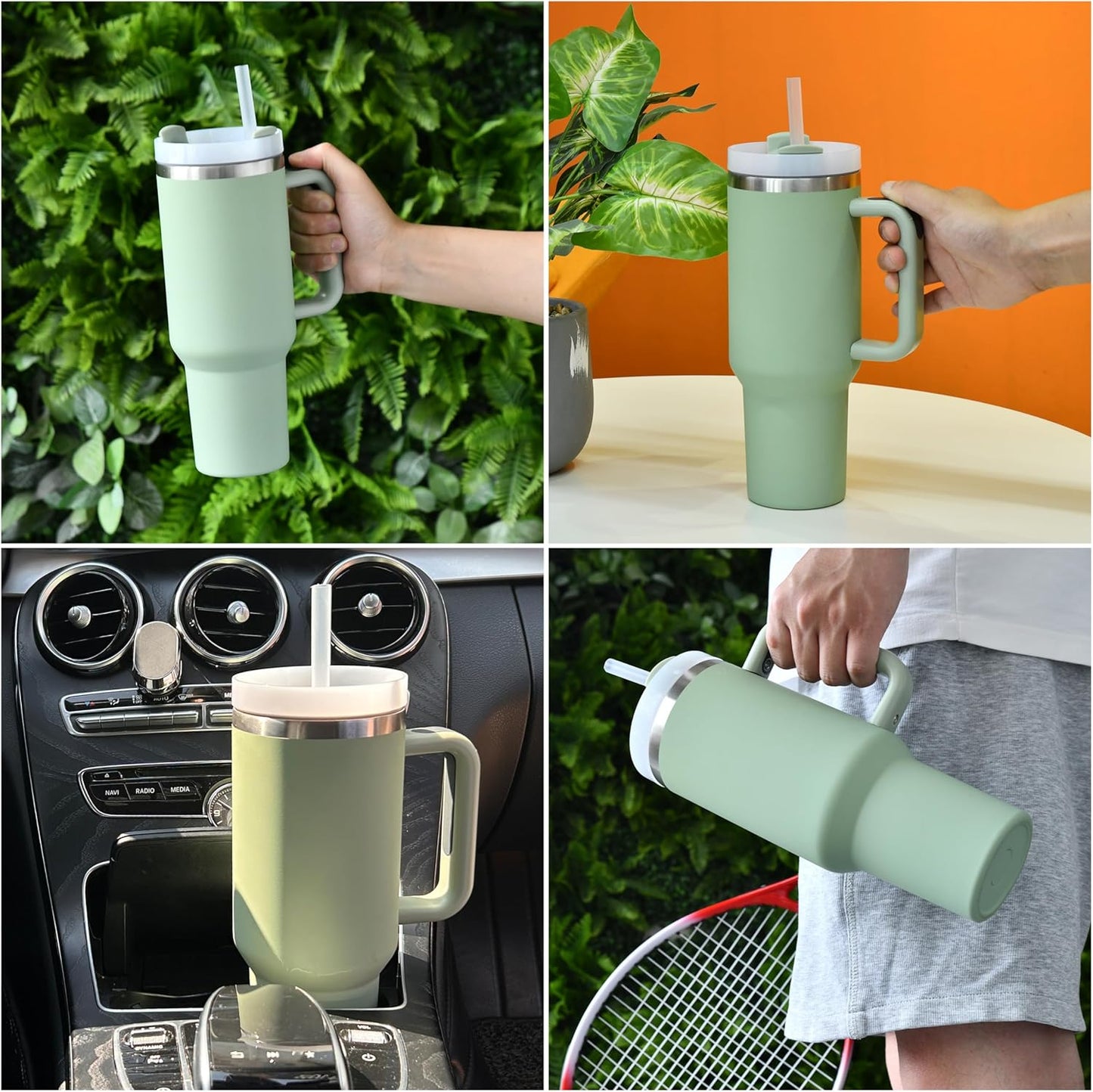 Stanley 6 Pack Straws for 40 oz Tumblers - Reusable BPA-Free Plastic with 2 Cleaning Brushes