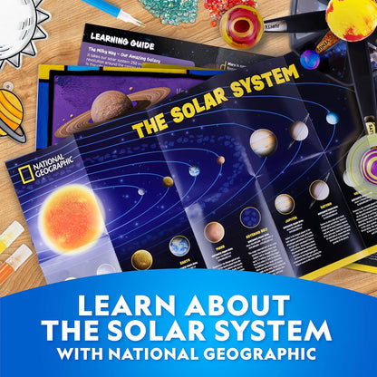 National Geographic Ultimate Space Activity Kit - Glow-in-the-Dark Solar System Model & Diamond Painting Set for Kids