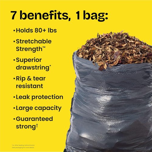 Glad 30 Gallon Trash Bags - Heavy Duty Unscented Garbage Bags with Drawstring | 50 Count