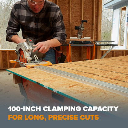 BORA NGX Clamp Edge Saw Guide - 100-Inch Aluminum Track for Precision Circular Saw Cuts