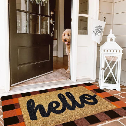 Fall Orange Buffalo Plaid Door Mat 2.3' x 3.6' - Casual Front Porch Rug (Variation: Orange & Black 2'4" x 3'7")