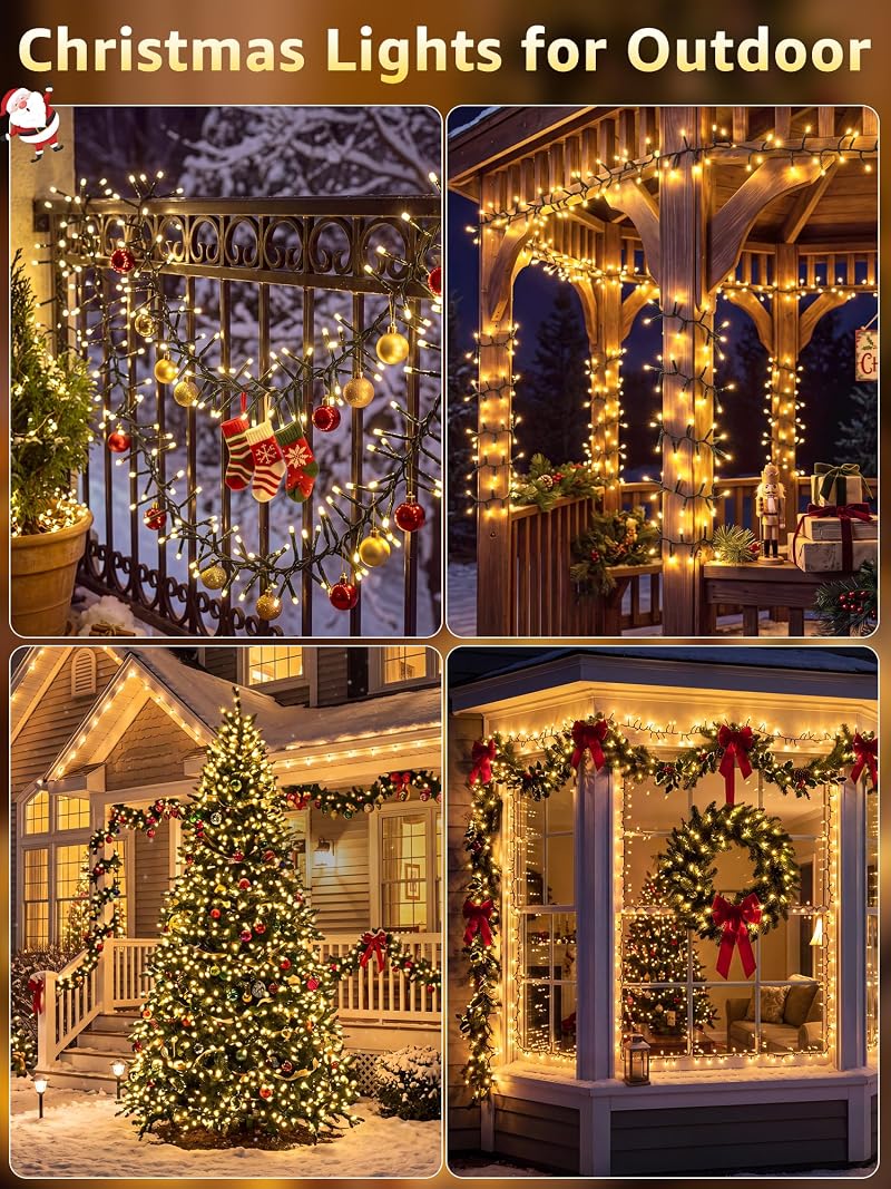 BrightChristmas 99FT 1500LED Cluster Lights with Remote – Warm White (Variation: 1500 LED)