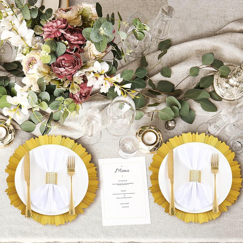 Bright Gold Charger Plates 50 Pcs, 13 Inch Round Plastic with Rim - Variation: Bright Gold+50