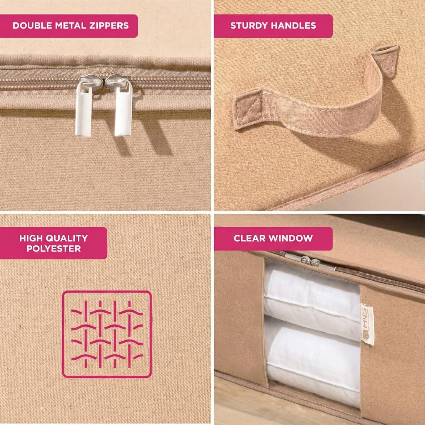 Cedar Storage Bag Organizer by [Brand Name] | Protects Bedding from Moths & Moisture | Set of 3 Beige Bags