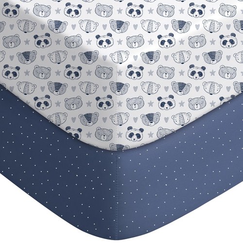Yoofoss Pack and Play Sheets Fitted, Mini Crib Sheets 2-Pack for Pack N Play Mattress, Stretchy Playard Sheet, Soft and Breathable (Panda)