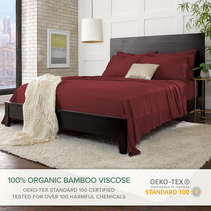 Pure Bamboo California King Sheets - 100% Organic Viscose Bed Set, Soft & Cooling, Merlot Color