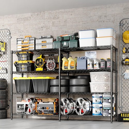 Garvee 70.8" W Metal Shelving Unit - 4-Tier Heavy Duty Wire Storage Rack for Kitchen & Bedroom