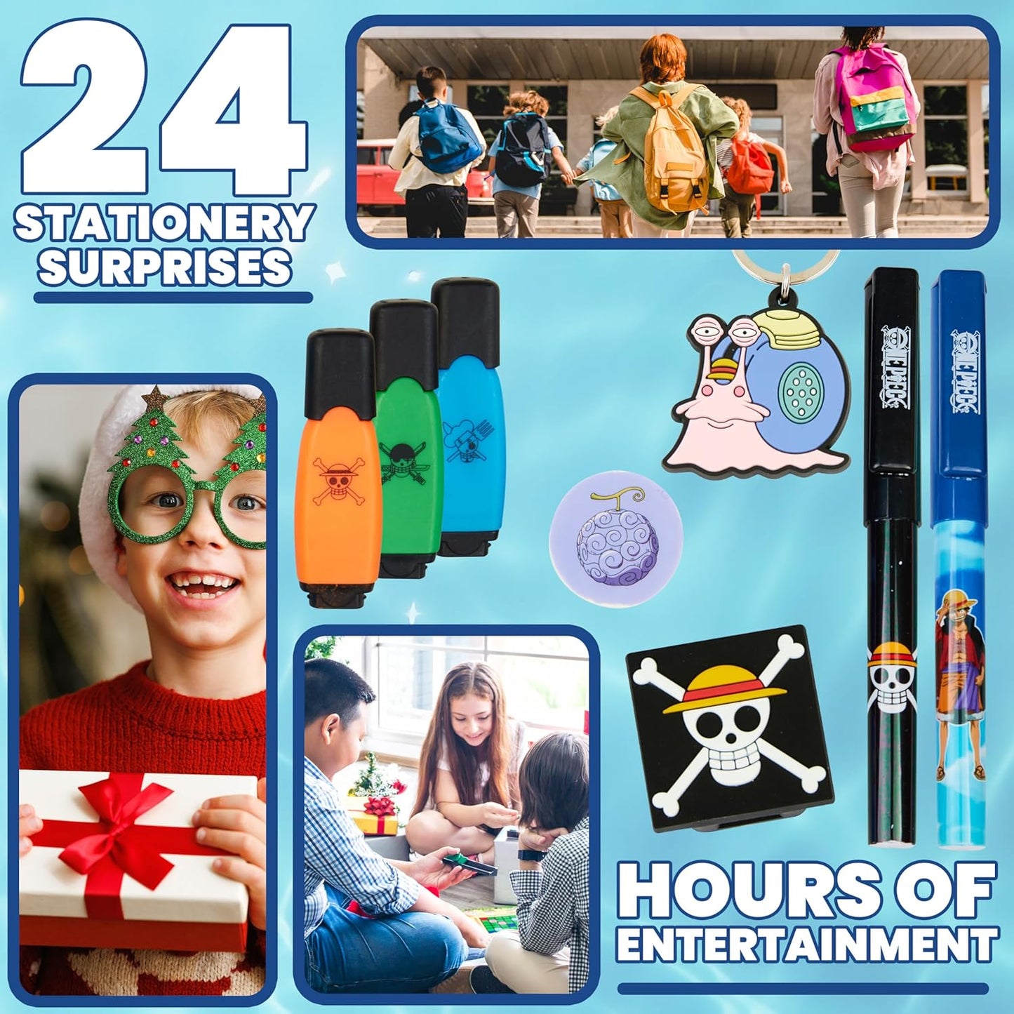 One Piece Advent Calendar 2025 - 24 Surprises Including Mini Notebook, Keychain & Pens | Perfect Anime Christmas Gift for Kids & Teens
