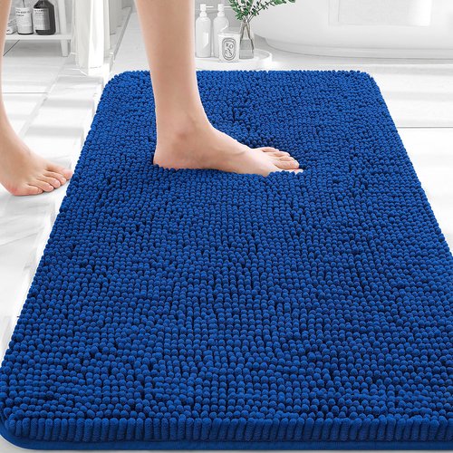 OLANLY Bathroom Rugs 36x24, Extra Soft Absorbent Chenille Bath Rugs, Rubber Backing Quick Dry, Machine Washable Bath Mats for Bathroom Floor, Tub and Shower, Home Decor Accessories, Royal Blue