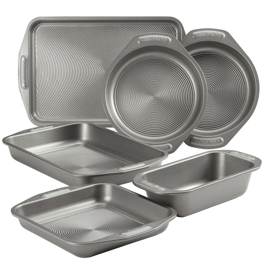 Circulon Total Nonstick Bakeware Set with Nonstick Cookie Sheet, Baking Pan and Bread Pan - 6 Piece, Gray