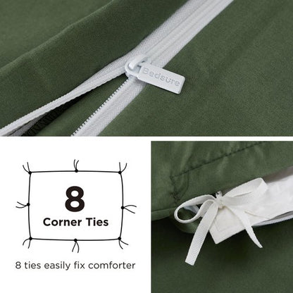 Bedsure Duvet Cover with Fitted Sheet Queen - Cooling Deep Pocket, Hotel Luxury Soft Double Brushed Bedding Set with Zipper Closure, 1 Duvet Cover, 1 Fitted Sheet, 2 Pillow Shams, NO Comforter, Green