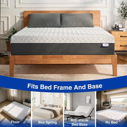 Gelsea Queen Memory Foam Mattress, 12 Inch Queen Size Mattress in a Box, Green Tea Gel Infused Foam for Pressure Relief and Cool Sleep, Foam Made in USA, CertiPUR-US Certified, Medium Firm