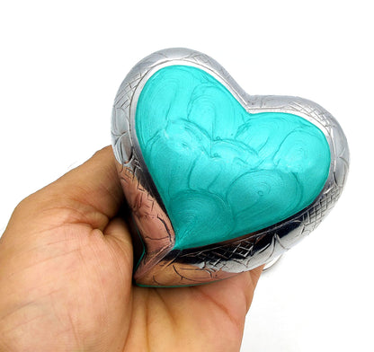 TURKESH Heart Keepsake Urn - Mini Ash Urn Small Handcrafted Cremation Urn for Ashes - Tribute to Your Loved One - Perfect for Adults & Infants with Free Premium Velvet Box & Display Stand (TURKESH)